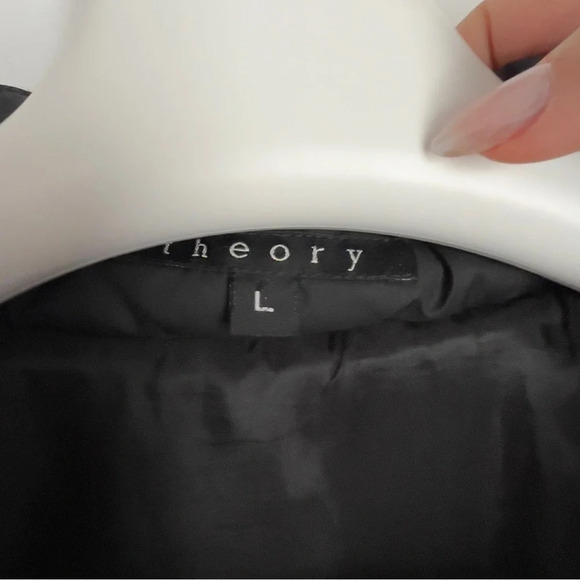 THEORY Zip Front  Vest Hidden Hood Black size L - Picture 6 of 7